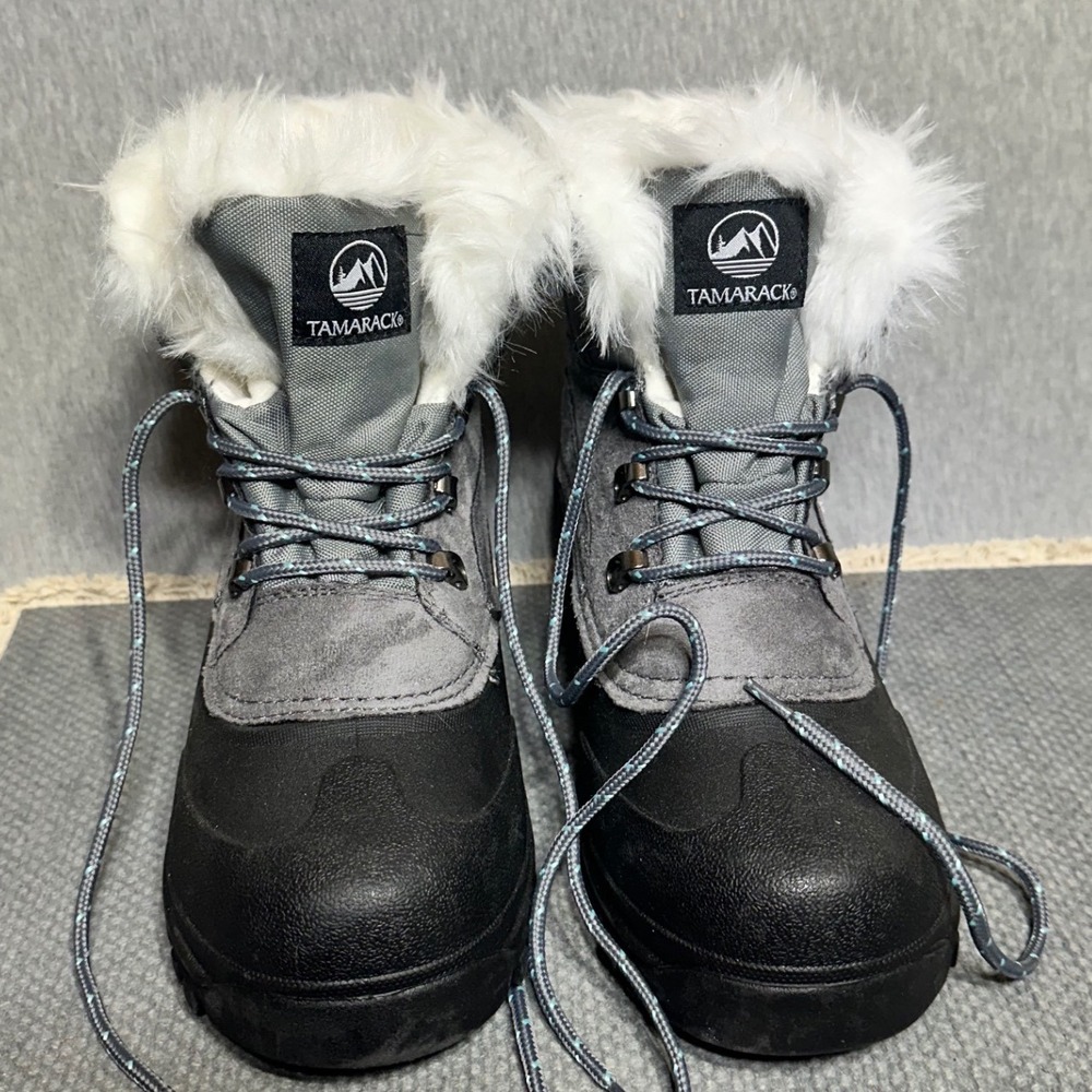 Tamarack Wm Grey Black Thinsulate Faux Fur Winter Lined Snow Boots Non-slip